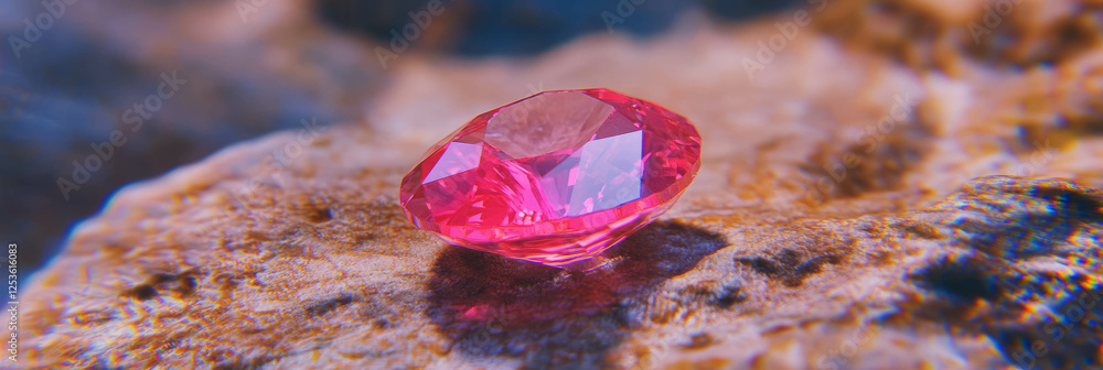 Poster charming ruby glows vividly on a textured surface during soft daylight