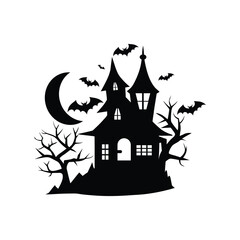 halloween house vector, Halloween Spooky Haunted House Silhouette Vector, Halloween House Silhouette