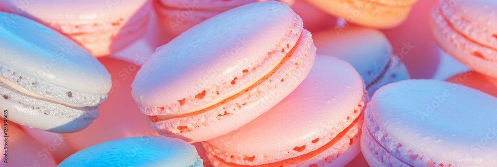 Poster delightful display of colorful macaroons arranged in a beautiful pattern for a vibrant backdrop