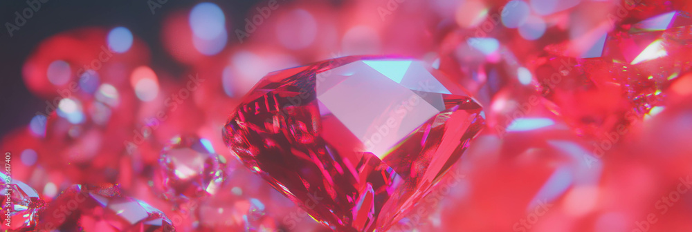 Poster Colorful ruby flickers sparkle under soft lighting in a captivating display of brilliance