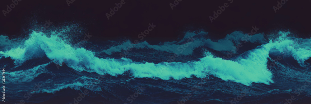 Poster dark stormy sea with crashing waves and turbulent clouds in a dramatic backdrop