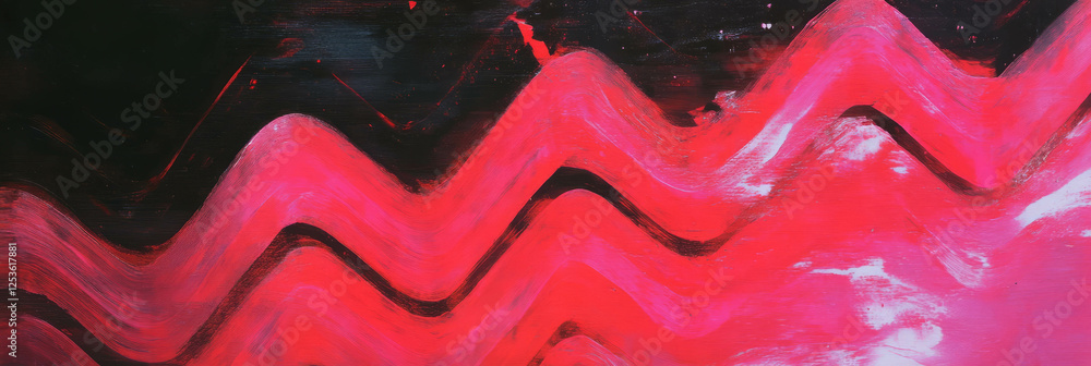 Poster Crimson zigzags create dynamic visual patterns in bold artistic expression