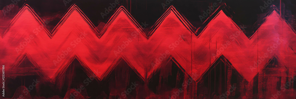 Fototapete Dynamic crimson zigzag pattern on a dark background creates a striking visual effect
