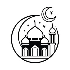 Obraz premium A modern and stylish Ramadan logo featuring vector silhouette 