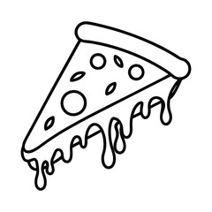 Dripping Pizza Slice Icon – Melting Cheese Line Art