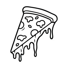 Dripping Pizza Slice Icon – Melting Cheese Line Art
