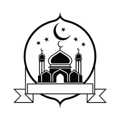 A modern and stylish Ramadan logo featuring vector silhouette 