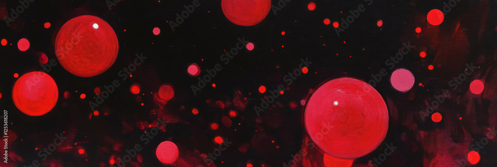 Poster Visual display of dotted red flickers creating an engaging atmosphere in a dark setting