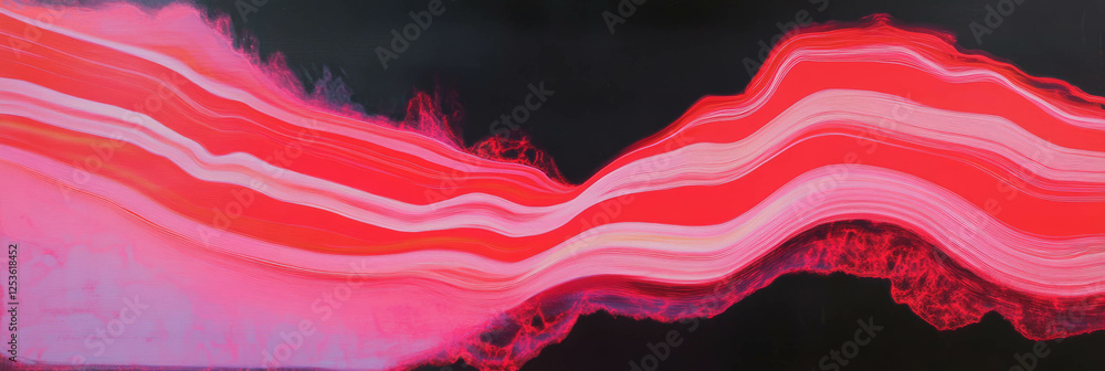 Poster captivating abstract composition featuring fine scarlet lines against a dark backdrop
