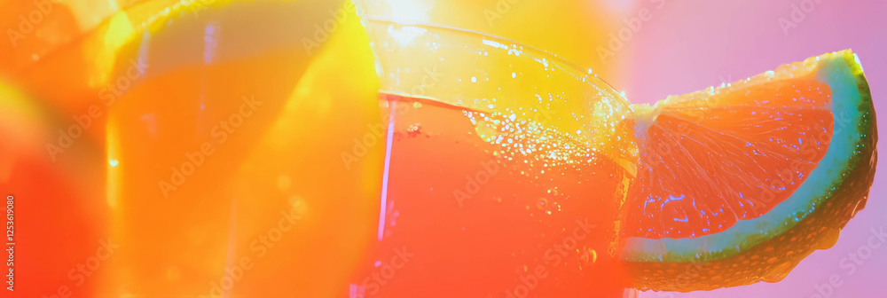 Poster Vibrant freshly squeezed juice with citrus garnish creating a refreshing summer vibe