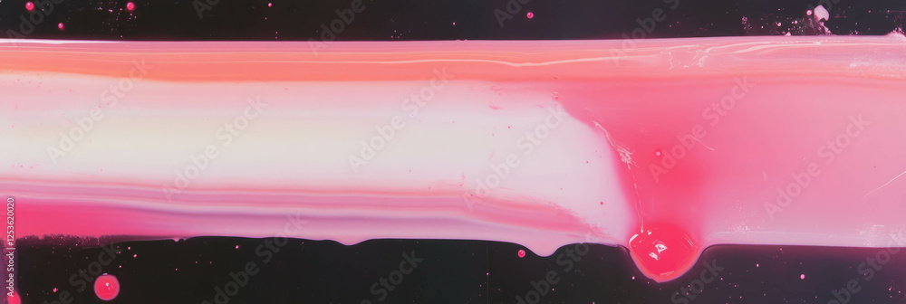 Poster Pale ruby streaks of paint create an artistic flow on a dark surface