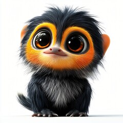 Fototapeta premium Adorable Cartoon Baby Monkey Cute Primate Illustration Big Eyes