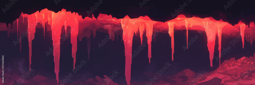Poster dripping water and shadows in a spooky cave creating an eerie atmosphere