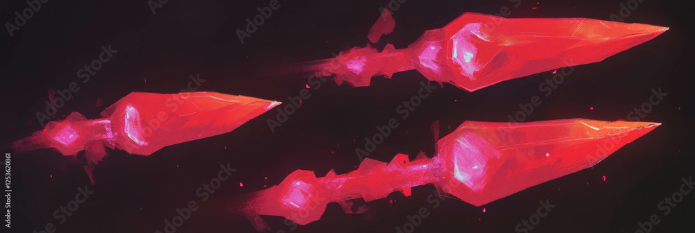 Poster stylized red bolts creating a striking visual impact in a dark environment