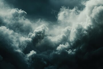 Obraz premium Dark and Dramatic Clouds Overcast Sky with Swirling Stormy Weather Background