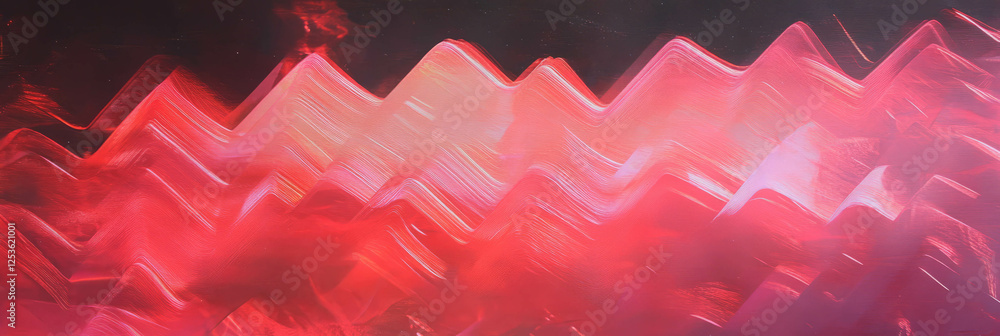 Poster Crimson zigzags create a striking abstract pattern with subtle depth and flow in design