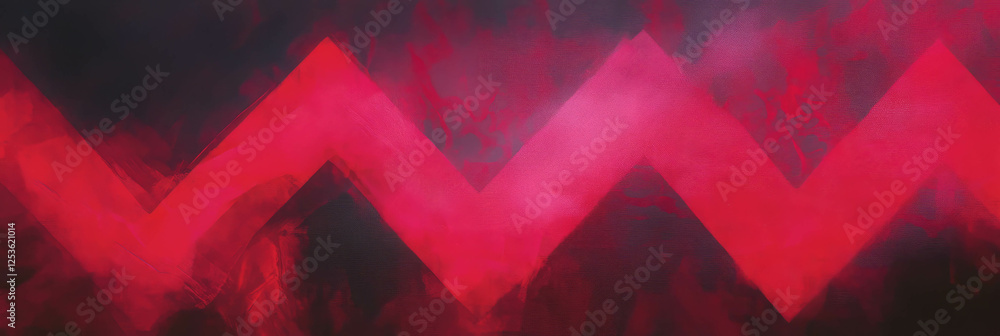 Poster Crimson zigzag patterns create a bold visual effect across the canvas