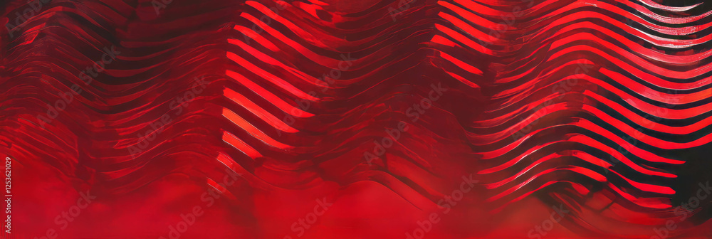 Poster Crimson zigzags create a dynamic visual effect in an abstract design