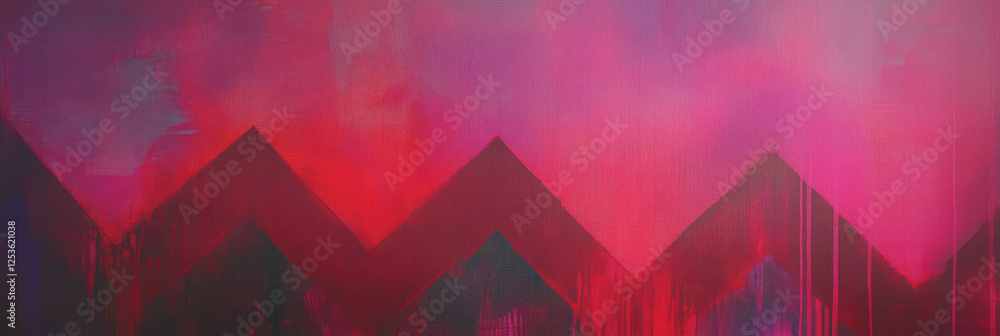 Poster crimson zigzags create a striking abstract pattern in vibrant hues