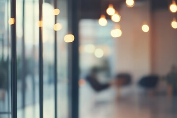 Cozy and Modern Lobby with Soft Lighting and Blurred Background in Contemporary Design