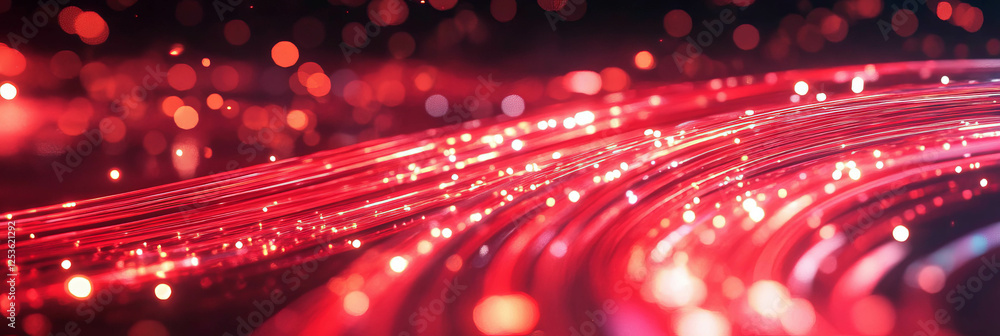 Aufkleber Swirling red sparks creating a mesmerizing display of light and motion in the dark