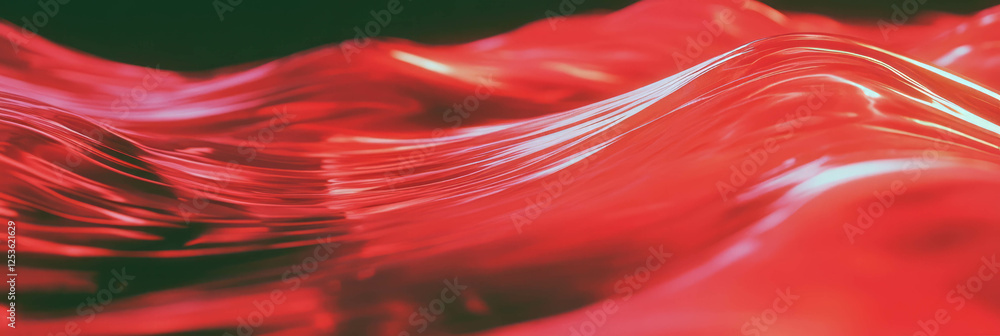 Aufkleber Wavy scarlet streaks create a mesmerizing abstract visual in dynamic motion