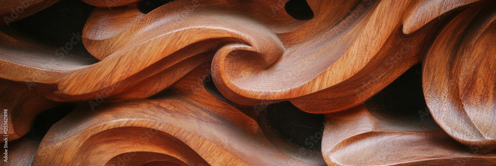 Poster Intricate wooden carving displaying smooth texture and elaborate designs for banner use