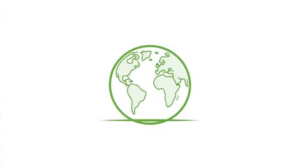 Obraz premium Simple green line drawing of Earth