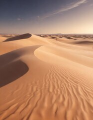 Vast sandy dunes stretching across the horizon , vast desert, sand dunes