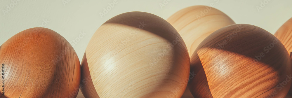 Poster wooden sculptures featuring abstract shapes with smooth textures for decorative displays