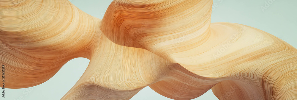 Poster unique wooden sculptures featuring abstract shapes and smooth textures for a banner