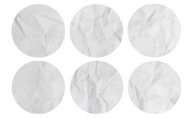 Blank Crumpled Paper Sticker Round Shape Texture For PSD Mockup Template 