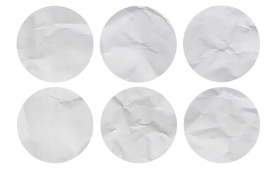 Blank Crumpled Paper Sticker Round Shape Texture For PSD Mockup Template 