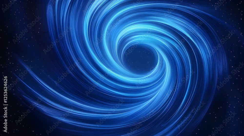 Poster swirling vortex of blue light in dark space background. use for science, abstract concepts, or moder