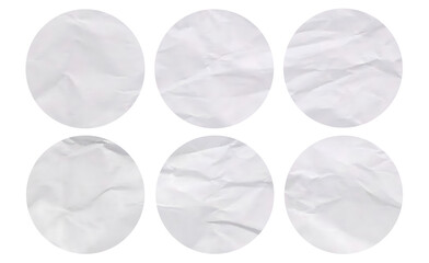 Blank Crumpled Paper Sticker Round Shape Texture For PSD Mockup Template 