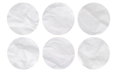 Blank Crumpled Paper Sticker Round Shape Texture For PSD Mockup Template 