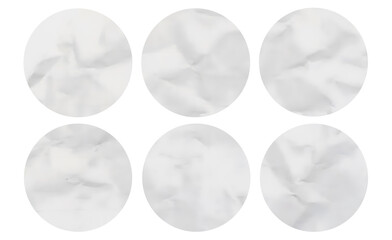 Blank Crumpled Paper Sticker Round Shape Texture For PSD Mockup Template 