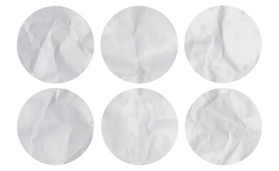 Blank Crumpled Paper Sticker Round Shape Texture For PSD Mockup Template 