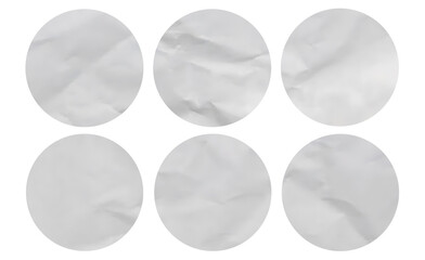 Blank Crumpled Paper Sticker Round Shape Texture For PSD Mockup Template 