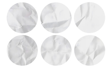 Blank Crumpled Paper Sticker Round Shape Texture For PSD Mockup Template 