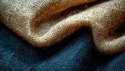 Folded burlap fabric texture, rustic background for design projects