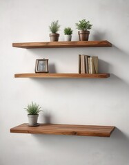 Wooden shelf with rustic finish on white background, vintage, rustic, background, white