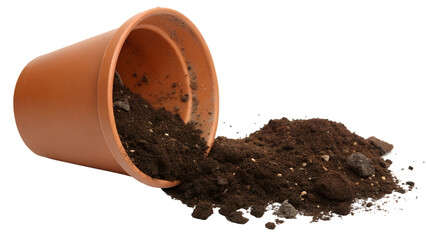 Flower Pot Spilling Dirt PNG &ndash; Isolated Transparent Background