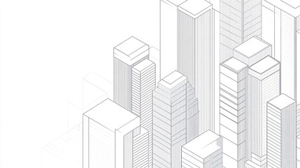 Abstract isometric city skyline design, use for architecture or urban planning concept