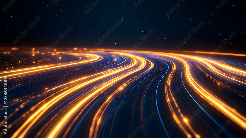 Poster futuristic transportation concept showing light streaks representing speed and technology over abstr