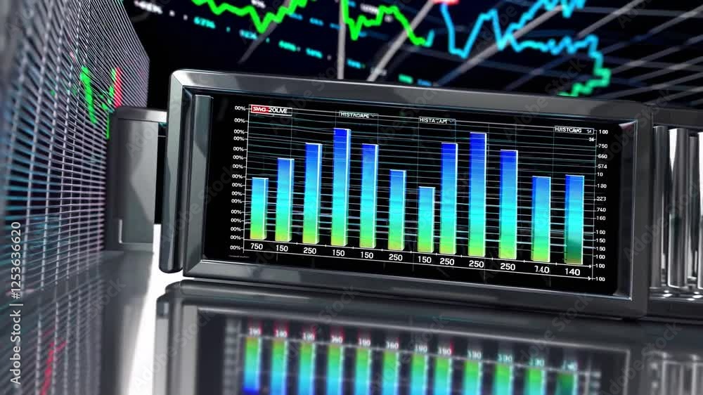 Aufkleber financial data visualization with colorful charts and graphs