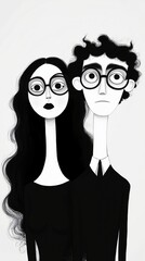 Fototapeta premium Illustration of cartoon couple 