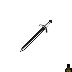 Sharp Black Sword Icon, Minimalist Weapon, Medieval Warrior Symbol
