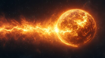 Fiery Sun Erupting with Solar Flares in Cosmic Space, Illuminating the Dark Universe