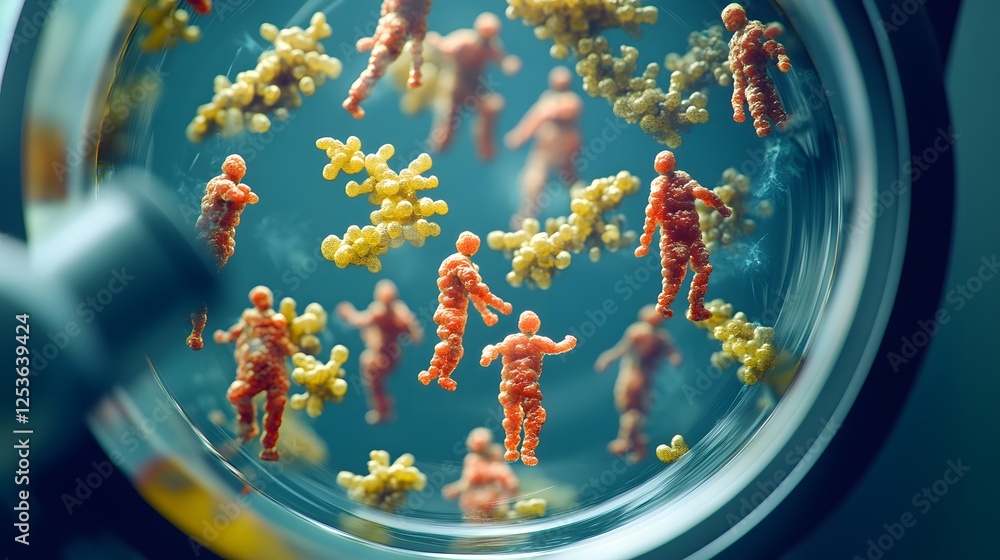 Poster Microscopic View of Colorful Protein Structures in Fluid Environment